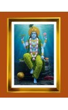 Lord Vishnu Golden Photo Frame - 16x20 Inches | Elegant Wooden Frame For Home, Office & Temple Decoration | Spiritual Wall & Table Decor And Gift Item (F9419)