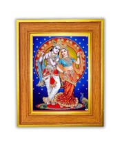 Radha And Krishna Photo Frame 12x16 Inches-Brown Wooden Frame For Home, Office & Temple Decoration And Gifting (F6473)