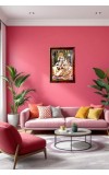 Radha Krishna Photo Frame For Wall & Table | 7x9 Inch Golden Cherry Finish | Decorative Radha Krishna Photo Frame For Home, Office & Pooja Room (F11823)