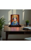 Car Desk/Table Top Lord Bal Krishna Wooden Photo Stand 3x4 Inches, Compact & Stylish Spiritual Display For Car, Home & Office (Pack Of 1) (F15128)