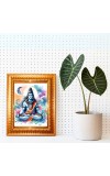 Divine Krishna Golden Designer Photo Frame | 10x14 Inch Religious Wall Hanging Frame For Home, Office Decoration and Spiritual Gift Item (M2)