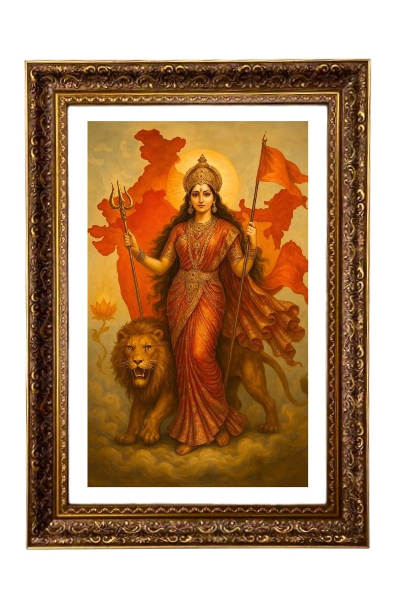 Maa Durga Big Photo Frame - 20x28 Inches For Home,Temple & Office Decoration (F11169)