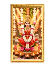 Mata Laxmi Digital Golden Color Photo Frame | Hindu Religious Wall Decor | 8x15 Inches - Inspirational Wall Art For Office, Home Decor - Ideal Spiritual Gift (F10204)