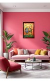 Radha Krishna Art Photo Frame For Wall & Table | 7x9 Inch Golden Cherry Finish | Decorative Radha Krishna Art Photo Frame For Home, Office & Pooja Room (F11384)