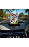 Car Desk/Table Top Goddess Saraswathi Wooden Photo Stand 3x4 Inches, Compact & Stylish Spiritual Display For Car, Home & Office (Pack Of 1) (F14424)