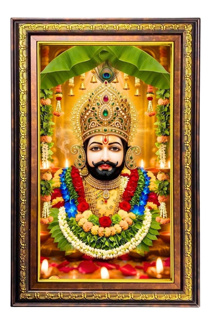 KhatuShyam Digital Golden Balck Color Photo Frame | Hindu Religious Wall Decor | 10x16 Inches - Inspirational Wall Art For Office, Home Decor - Ideal Spiritual Gift (F16680)