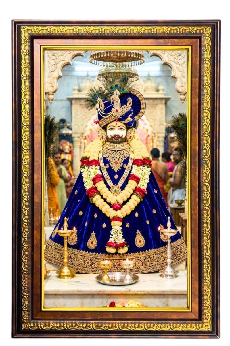 KhatuShyam Digital Golden Balck Color Photo Frame | Hindu Religious Wall Decor | 10x16 Inches - Inspirational Wall Art For Office, Home Decor - Ideal Spiritual Gift (F16682)