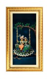 Divine Radha Krishna Digital Golden Color Photo Frame | Hindu Religious Wall Decor | 10x17 Inches - Inspirational Wall Art For Office, Home Decor - Ideal Spiritual Gift (F10393)