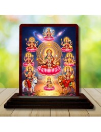 Car Desk/Table Top Ashta Lakshmi Wooden Photo Stand 3x4 Inches, Compact & Stylish Spiritual Display For Car, Home & Office (Pack Of 1) (F14354)