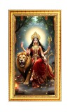 Devi Durga Digital Golden Color Photo Frame | Hindu Religious Wall Decor | 10x17 Inches - Inspirational Wall Art For Office, Home Decor - Ideal Spiritual Gift (F10375)
