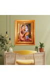 Bal Gopal And Mata Yashoda Golden Designer Photo Frame | 10x14 Inch Religious Wall Hanging Frame For Home & Office Decoration | Hindu Deity Spiritual Gift Item