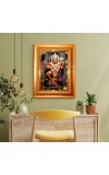 Lord Hanuman Golden Designer Photo Frame | 10x14 Inch Religious Wall Hanging Frame For Home & Office Decoration | Hindu Deity Spiritual Gift Item