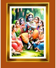 Golden Photo Frame - 10x14 Inches | Elegant Wooden Frame For Home, Office & Temple Decoration | Spiritual Wall & Table Decor and Gift Item