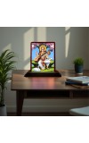 Car Desk/Table Top Goddess Saraswathi Wooden Photo Stand 3x4 Inches, Compact & Stylish Spiritual Display For Car, Home & Office (Pack Of 1) (F14424)