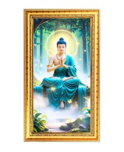 Buddhisim Digital Golden Color Photo Frame | Hindu Religious Wall Decor | 10x17 Inches - Inspirational Wall Art For Office, Home Decor - Ideal Spiritual Gift (F10370)