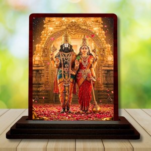Car Desk/Table Top Lord Venkateswara With Goddess Lakshmi. Wooden Photo Stand 3x4 Inches, Compact & Stylish Spiritual Display For Car, Home & Office (Pack Of 1) (F14359) Car Desk/Table Top Lord Venkateswara With Goddess Lakshmi. Wooden Photo Stand 3x4 Inches, Compact & Stylish Spiritual Display For Car, Home & Office (Pack Of 1) (F14359)