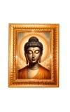 Lord Buddha Golden Designer Photo Frame | 10x14 Inch Religious Wall Hanging Frame For Home & Office Decoration | Hindu Deity Spiritual Gift Item