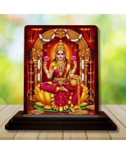 Car Desk/Table Top Goddess Lakshmi Wooden Photo Stand 3x4 Inches, Compact & Stylish Spiritual Display For Car, Home & Office (Pack Of 1) (F14166)