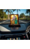 Car Desk/Table Top Lord Krishna And Radha Wooden Photo Stand 3x4 Inches, Compact & Stylish Spiritual Display For Car, Home & Office (Pack Of 1) (F14386)