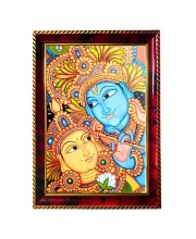 Radha Krishna Art Photo Frame For Wall & Table | 7x9 Inch Golden Cherry Finish | Decorative Radha Krishna Art Photo Frame For Home, Office & Pooja Room (F11333)