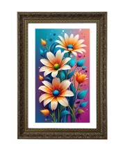 Floral Painting Print Big Photo Frame - 20x28 Inches For Home,Temple & Office Decoration (F10998)
