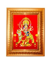 Jai Mata Di Golden Designer Photo Frame | 10x14 Inch Religious Wall Hanging Frame For Home & Office Decoration | Hindu Deity Jai Mata Di Spiritual Gift Item