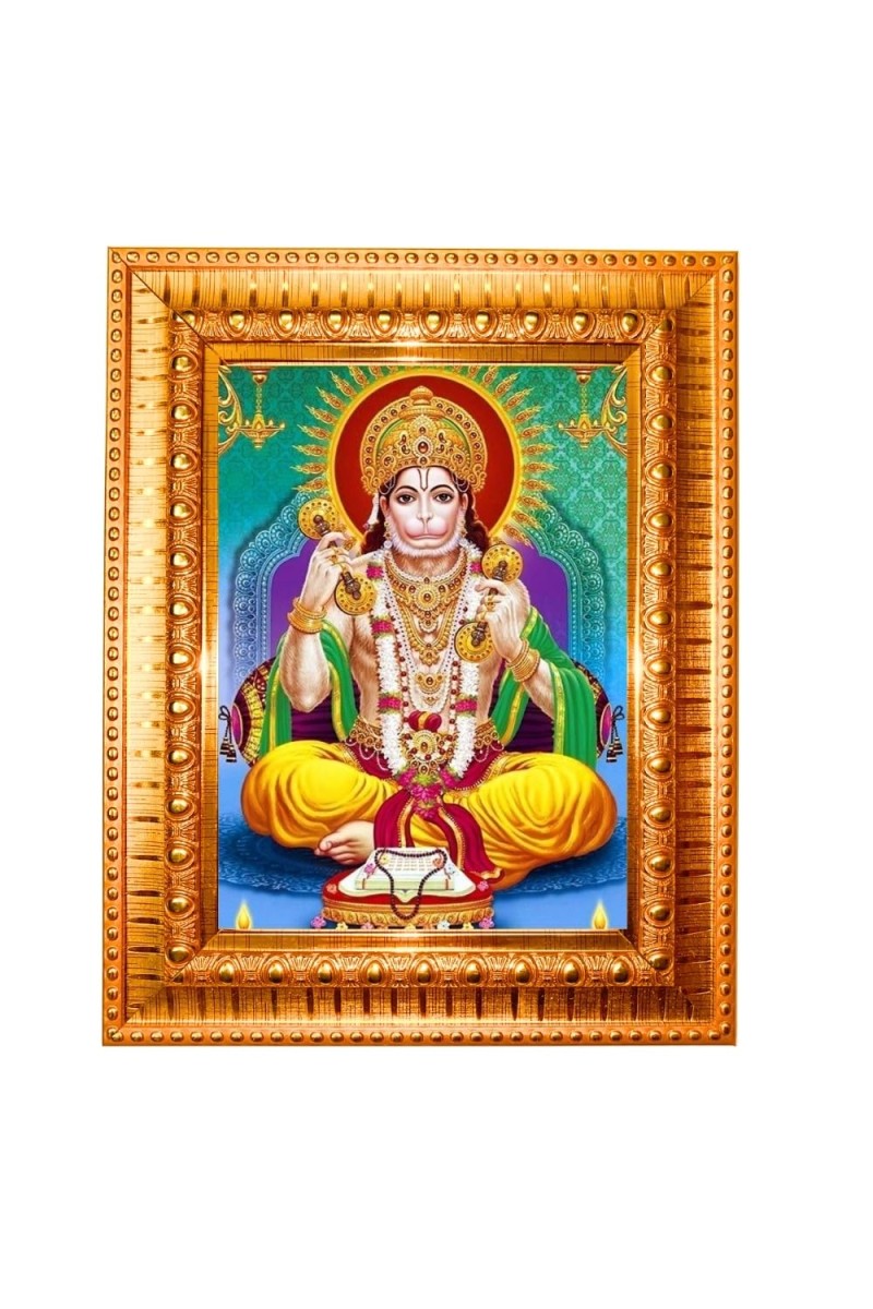 Goddess Gayathri Devi Golden Designer Photo Frame | 18x22 Inch Religious Wall Hanging Frame For Home, Office Decoration and Spiritual Gift Item (M2)