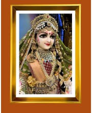 Divine Radha Rani Golden Photo Frame - 10x14 Inches | Elegant Wooden Frame For Home, Office & Temple Decoration | Spiritual Wall & Table Decor And Gift Item (F9838)