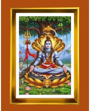 Lord Shiva Golden Photo Frame - 16x20 Inches | Elegant Wooden Frame For Home, Office & Temple Decoration | Spiritual Wall & Table Decor And Gift Item (F9440)