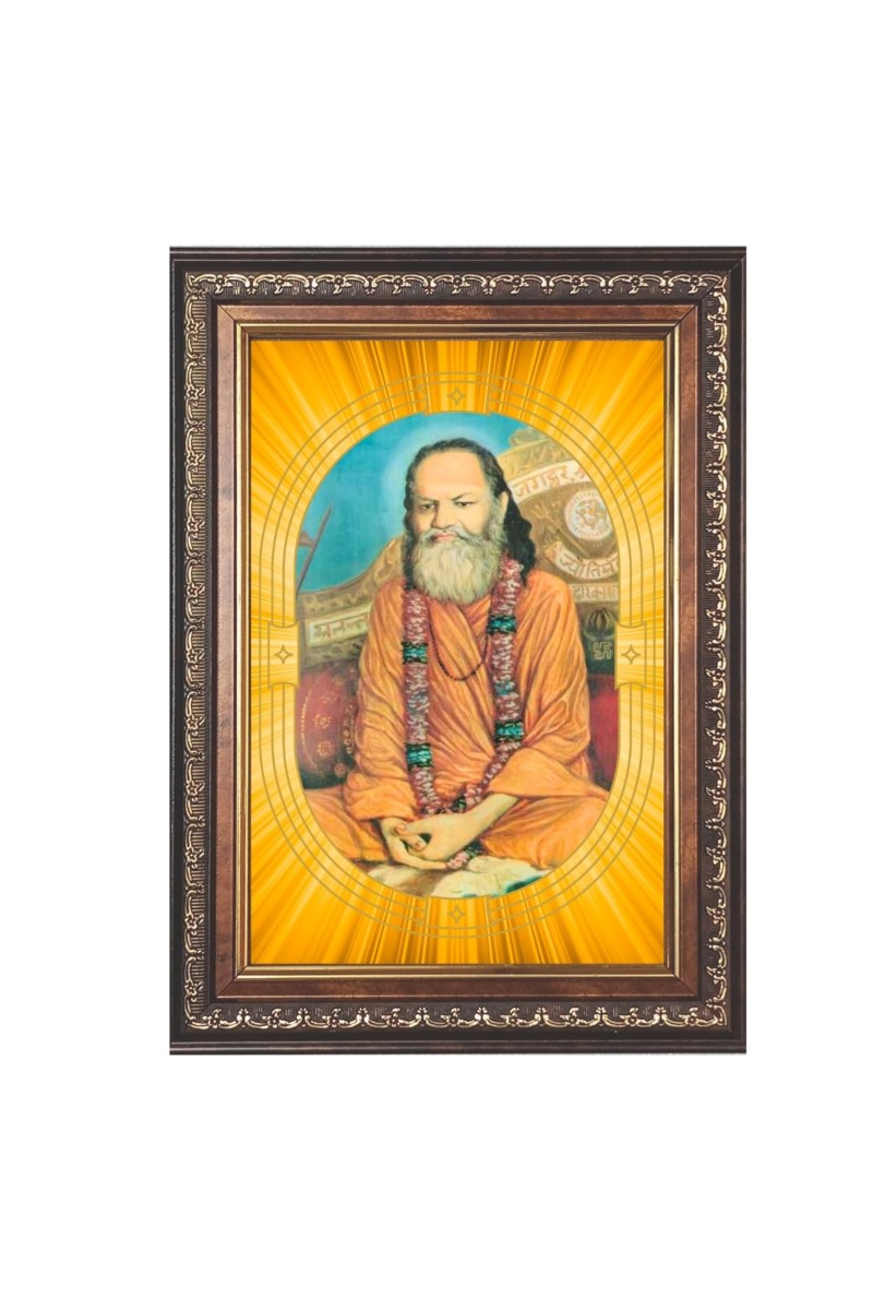 Swami Brahmananda Saraswati Spiritual Guru Digital Photo In Designer Frame, Size 10x16 Inch | Hindu Religious Picture For Home Temple, Office & Gift | Wall Art & Pooja Decor (F10459)
