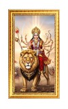 Devi Durga Digital Golden Color Photo Frame | Hindu Religious Wall Decor | 10x17 Inches - Inspirational Wall Art For Office, Home Decor - Ideal Spiritual Gift (F10253)