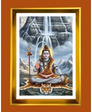 Lord Shiva Golden Photo Frame - 16x20 Inches | Elegant Wooden Frame For Home, Office & Temple Decoration | Spiritual Wall & Table Decor And Gift Item (F9433)