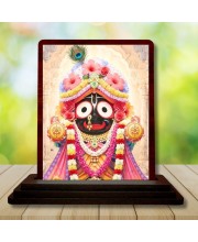 Car Desk/Table Top Lord Jagannath Wooden Photo Stand 3x4 Inches, Compact & Stylish Spiritual Display For Car, Home & Office (Pack Of 1) (F14598)
