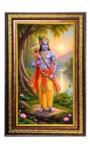 Lord Krishna Digital Golden Balck Color Photo Frame | Hindu Religious Wall Decor | 10x16 Inches - Inspirational Wall Art For Office, Home Decor - Ideal Spiritual Gift (F16855)