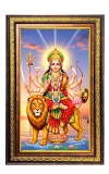 Goddess Durga Digital Golden Balck Color Photo Frame | Hindu Religious Wall Decor | 10x16 Inches - Inspirational Wall Art For Office, Home Decor - Ideal Spiritual Gift (F16877)