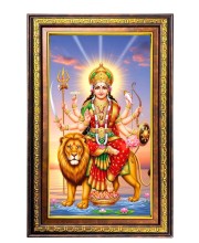 Goddess Durga Digital Golden Balck Color Photo Frame | Hindu Religious Wall Decor | 10x16 Inches - Inspirational Wall Art For Office, Home Decor - Ideal Spiritual Gift (F16877)