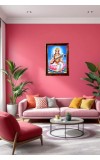 Goddess Saraswathi Photo Frame For Wall & Table | 7x9 Inch Golden Cherry Finish | Decorative Goddess Saraswathi Photo Frame For Home, Office & Pooja Room (F11785)