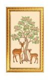Two Deer Near Blooming Tree Digital Golden Color Photo Frame | Hindu Religious Wall Decor | 10x17 Inches - Inspirational Wall Art For Office, Home Decor - Ideal Spiritual Gift (F10195)