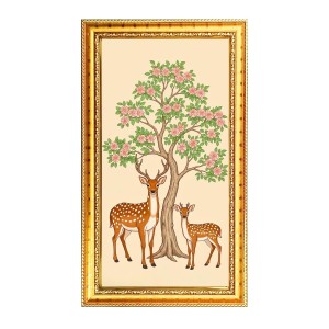 Two Deer Near Blooming Tree Digital Golden Color Photo Frame | Hindu Religious Wall Decor | 8x15 Inches - Inspirational Wall Art For Office, Home Decor - Ideal Spiritual Gift (F10195) Two Deer Near Blooming Tree Digital Golden Color Photo Frame | Hindu Religious Wall Decor | 8x15 Inches - Inspirational Wall Art For Office, Home Decor - Ideal Spiritual Gift (F10195)