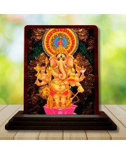 Car Desk/Table Top Lord Ganesha Wooden Photo Stand â€“ 3x4 Inches, Compact & Stylish Spiritual Display For Car, Home & Office (Pack Of 1) (F15075)