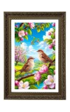 Sparrows On A Cherry Blossom Branch Big Photo Frame - 20x28 Inches For Home,Temple & Office Decoration (F10678)
