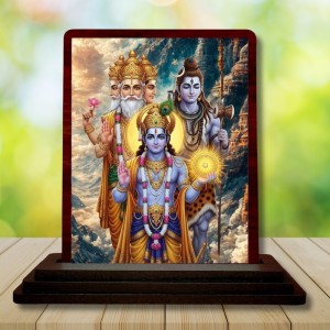 Car Desk/Table Top Lord Bramha Vishnu Shiva Wooden Photo Stand 3x4 Inches, Compact & Stylish Spiritual Display For Car, Home & Office (Pack Of 1) (F14289) Car Desk/Table Top Lord Bramha Vishnu Shiva Wooden Photo Stand 3x4 Inches, Compact & Stylish Spiritual Display For Car, Home & Office (Pack Of 1) (F14289)
