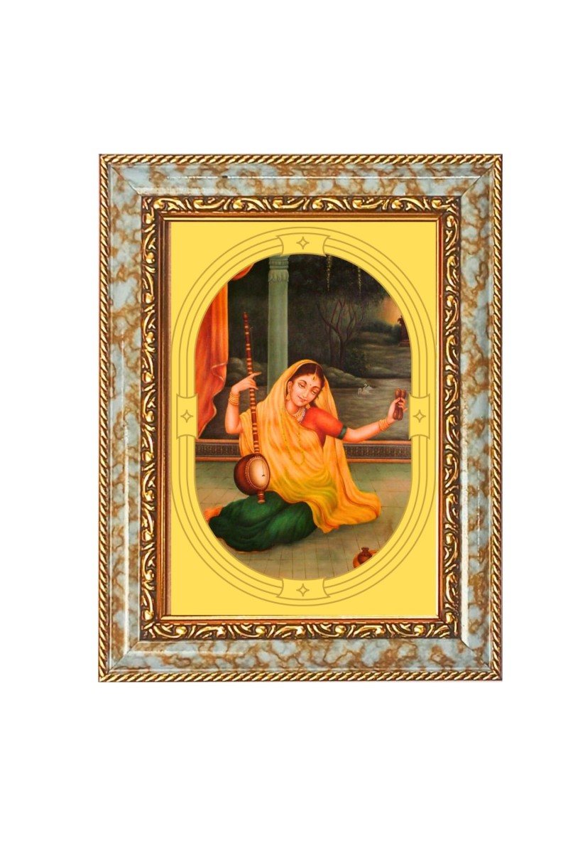 Meera Bai Spiritual Guru Digital Photo In Designer Frame, Size 8x12 Inch | Hindu Religious Picture For Home Temple, Office & Gift | Wall Art & Pooja Decor (F10411)