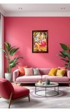 Radha Krishna Photo Frame For Wall & Table | 7x9 Inch Golden Cherry Finish | Decorative Radha Krishna Photo Frame For Home, Office & Pooja Room (F11811)