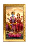 Lakhsmi & Narayan Digital Golden Color Photo Frame | Hindu Religious Wall Decor | 12x19 Inches - Inspirational Wall Art For Office, Home Decor - Ideal Spiritual Gift (F10218)