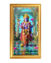 Lord Vishnu Digital Golden Color Photo Frame | Hindu Religious Wall Decor | 8x15 Inches - Inspirational Wall Art For Office, Home Decor - Ideal Spiritual Gift (F10222)
