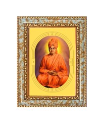 Swami VIvekananda Spiritual Guru Digital Photo In Designer Frame, Size 12x18 Inch | Hindu Religious Picture For Home Temple, Office & Gift | Wall Art & Pooja Decor (F10418)