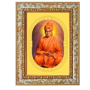 Swami VIvekananda Spiritual Guru Digital Photo In Designer Frame, Size 10x16 Inch | Hindu Religious Picture For Home Temple, Office & Gift | Wall Art & Pooja Decor (F10418)
