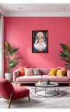 Goddess Saraswathi Photo Frame For Wall & Table | 7x9 Inch Golden Cherry Finish | Decorative Goddess Saraswathi Photo Frame For Home, Office & Pooja Room (F11784)