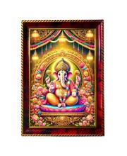 Lord Ganesha Photo Frame For Wall & Table | 7x9 Inch Golden Cherry Finish | Decorative Lord Ganesha Photo Frame For Home, Office & Pooja Room (F11481)